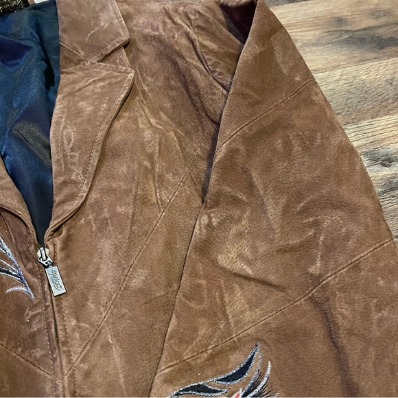 Vintage | Bob Mackie | Wearable Art Brown Embroidered Suede Jacket - Picture 8 of 13